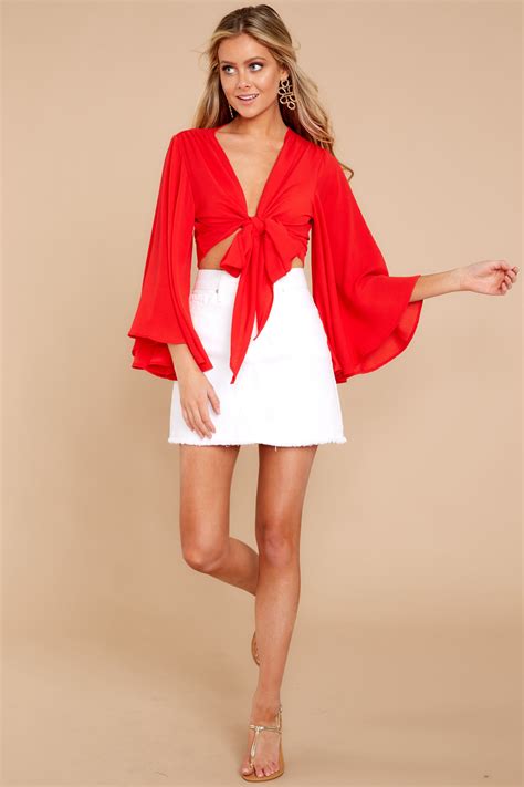 Trendy Red Crop Top Cute Top Top 3600 Red Dress Boutique Red Dress Red Dress Women