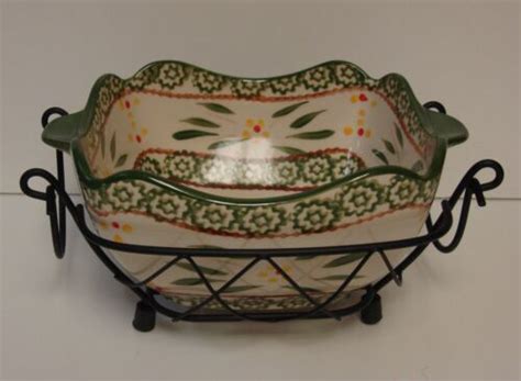 Temp Tations Old World Green 2 5 Qt Casserole With Metal Basket More Avail Ebay