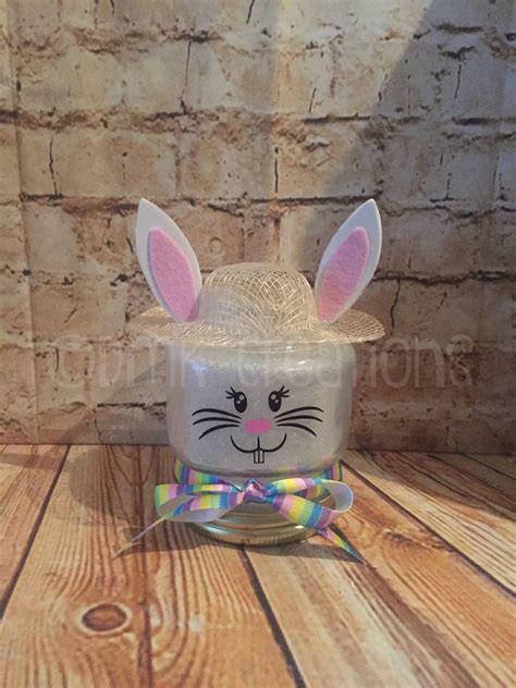 Easter Bunny Lighted Mason Jar Mason Jar Easter Bunny Etsy