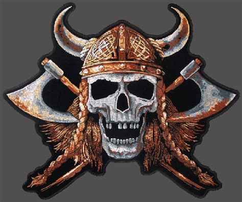 Viking Skull Embroidered 12 Inch Biker Jacket Vest Back Patch Ebay