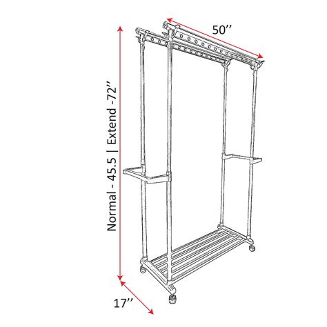 Mcoco Home Foldable Cloth Rack Dimension 50 X 17 X 455 Extend 72 H