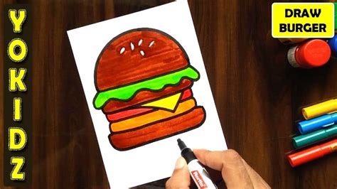 how to draw burger easy youtube