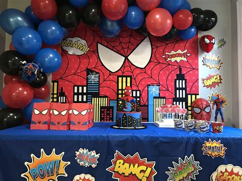 Spiderman Dessert Table Spiderman Birthday Party Spiderman Birthday Party Decorations