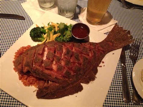 Whole Crispy Fried Flounder With Red Rice At Fleet Landing Charleston