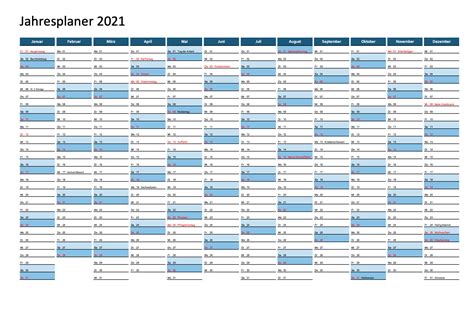 Excel Kalender 2021 Gratis Download Jahreskalender 2021 Schweiz