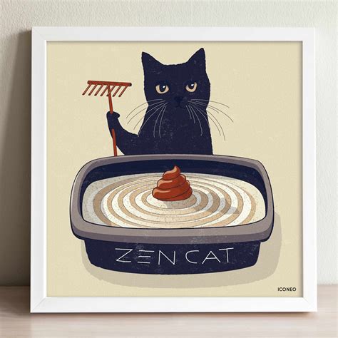 Zen Cat Poster Card Poster Fine Art Print By Iconeo For Etsy