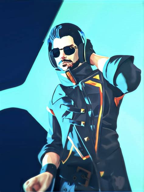 Download Dj Alok Free Fire Cyan Vector Art Wallpaper | Wallpapers.com