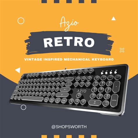 Azio Mk Retro 01 Retro Usb Vintage Inspired Mechanical Keyboard Black