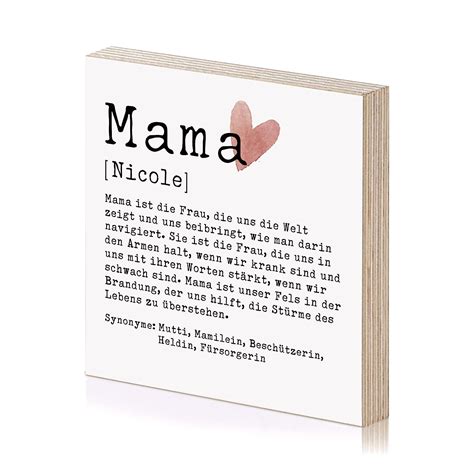 Definition Mama Holzbild Muttertagsgeschenk Personalisiert Mit Name Als