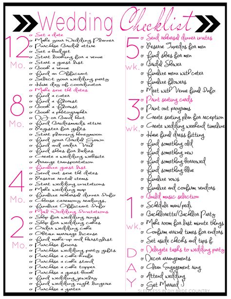 Sleepless In Diy Bride Country Wedding Series New And Improved Wedding Checklist