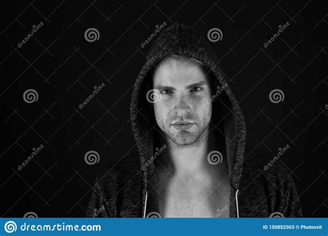 Man Handsome Well Groomed Macho On Black Background Feeling Confident