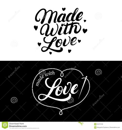 Made With Love Hand Written Lettering Label Badge Stock Vector