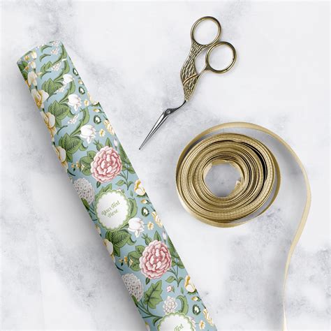 Vintage Floral Wrapping Paper Roll Small Personalized Youcustomizeit