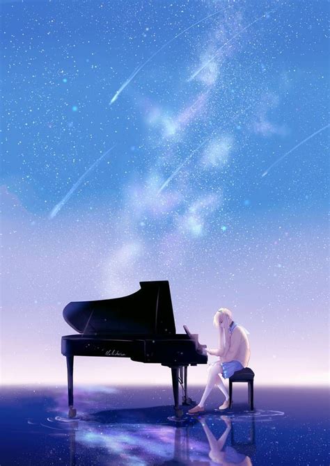 Playing Piano By Lluluchwan On Deviantart Piano Anime Anime Scenery
