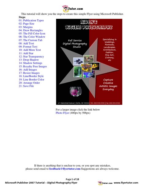 Microsoft Publisher 2007 Tutorials Digital Photography Flyer Icon