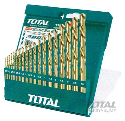 TACSD0195 19 Pcs HSS Twist Drill Bits Set TOTAL Tools Malaysia