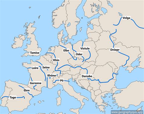 Maps Of Europe Rivers 🌎 Geographyquizapp