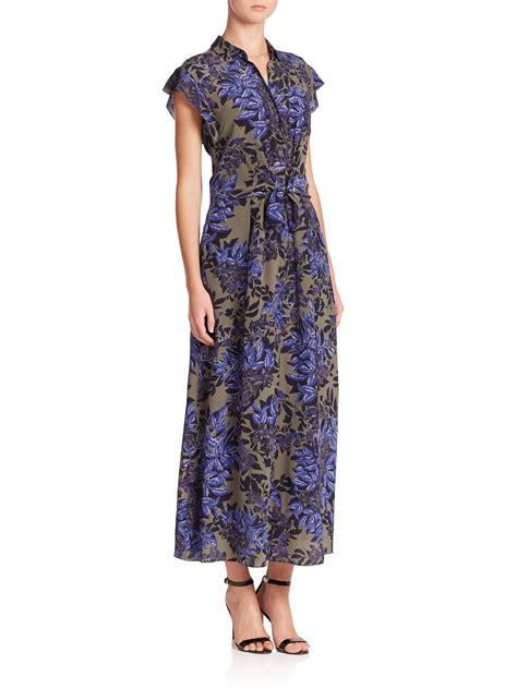 Lyst Rebecca Taylor Silk Floral Print Maxi Dress