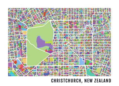 Christchurch Map Artwork Print The Map Kiwi