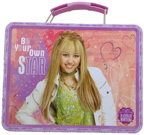 Hannah Montana Square Tin Stationery Small Lunchbox Lunch Box Orange