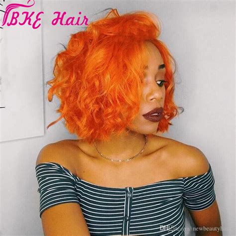 New Orange Wig Lace Front Bob Wigs Loose Wave Simulation Human Hair