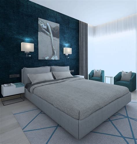Feel free to send us your own wallpaper and we. Modern bedroom with green wallpaper 3D | CGTrader