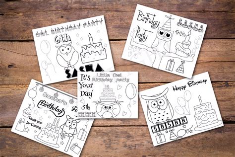 Owls Theme Personalized Birthday Coloring Book Coloring