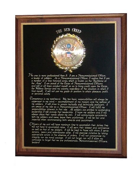 Custom United States Army Nco Creed Plaque Non Commissioned Etsy
