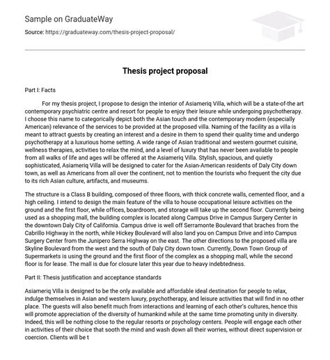 ⇉thesis Project Proposal Essay Example Graduateway