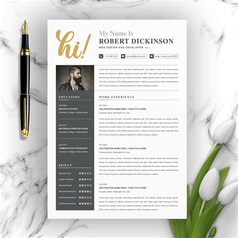 Clean Resume Cv Template For Microsoft Word Professional Cv Template Hot Sex Picture