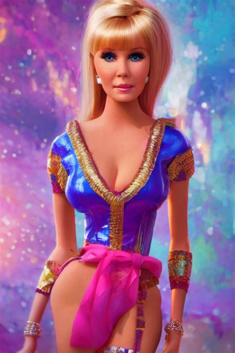 Prompthunt I Dream Of Jeannie Barbara Eden As A Barbie Doll Vivid