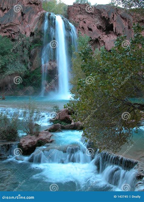 Turquoise Blue Waterfall Stock Image Image Of Havasupai 143745