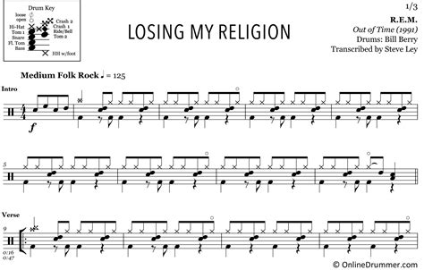 Losing My Religion Rem Drum Sheet Music