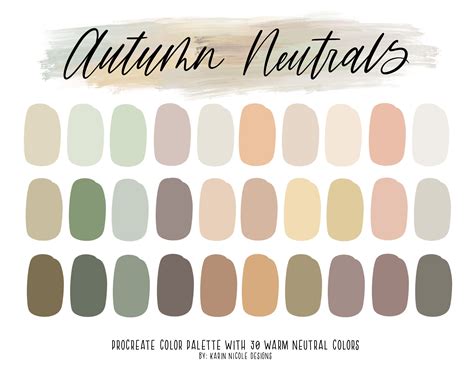 Autumn Neutrals Pastel Procreate Color Palette Orange Olive Etsy