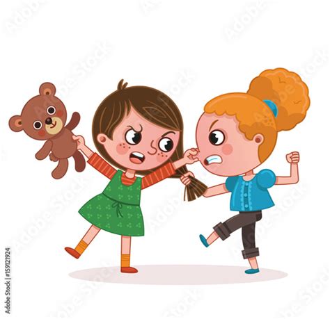 Two Girls Fighting Vector Illustration Stock Image And Royalty