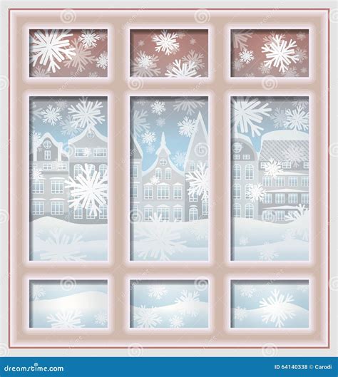 Frosted Winter Window Vector Stock Vector Illustration Of Frozen
