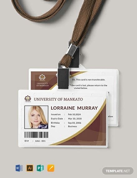 17 Student Id Card Template Illustrator Ms Word Publisher Pages