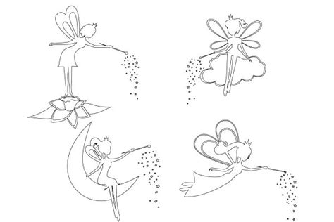 Set Of Line Fairies Vector Custom Designed Illustrations ~ Creative