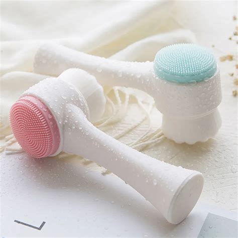 3d Double Side Silicone Face Cleanser Brush Portable Face Cleaning Massage Exfoliating Blackhead