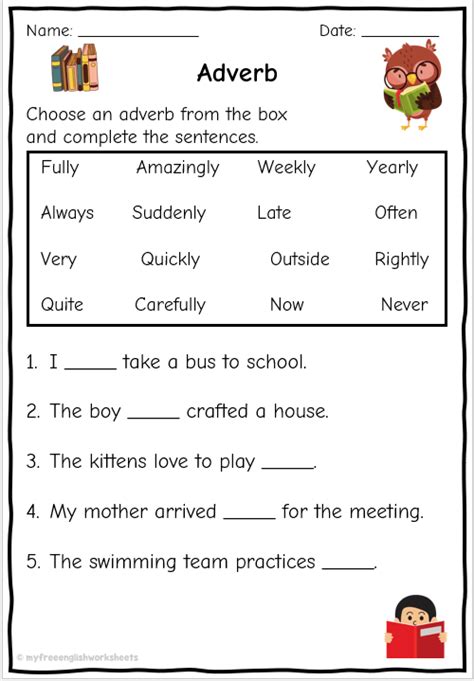 Grade 2 And 3 Adverb Worksheets Free English Worksheets