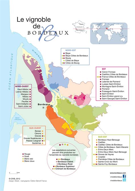 Vins De Bordeaux Appellations Et Carte Du Vignoble Bordeaux Vineyards