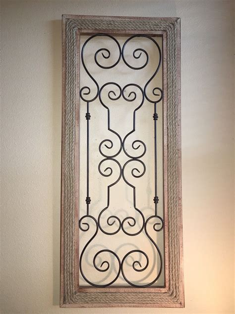 Metal Wood Picture Frame Wall Décor Scroll Art 43 L X 18 W Large Iron