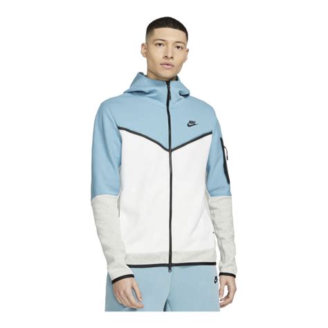 Nike Men's Tech Fleece Full-Zip Hoodie: Cerulean-Blue/White - CU4489-424