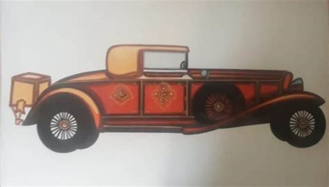 Vintage Cars 11 25 X 20 Cm International Indian Folk Art