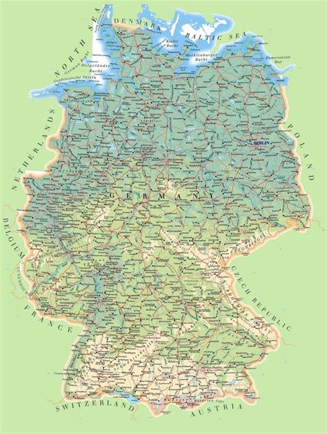 Large Detailed Map Of Germany Germany Map Relief Map Germany