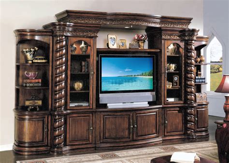 Entertainment center wall unit home entertainment centers entertainment furniture wall tv stand wall unit designs living at home living rooms interiores design entertaining. Distressed Cherry Finish Traditional Entertainment Wall Unit