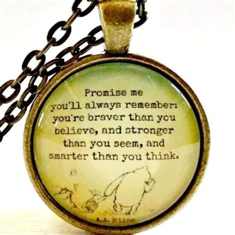 Home furnishings & pet supplies. Quote Necklace | Winnie the Pooh Quote | Promise Me | Glass Pendant Necklace | Encouraging Quote ...