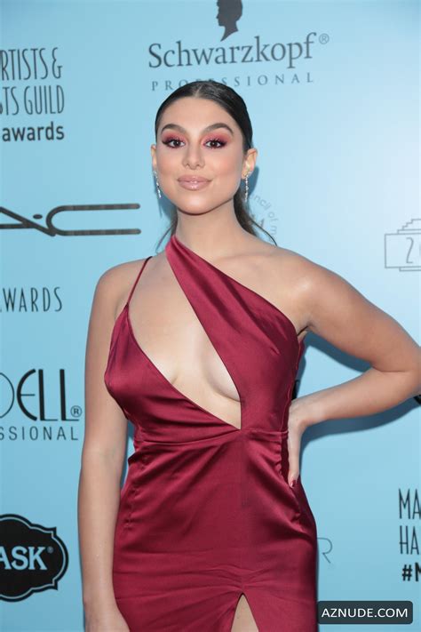 Kira Kosarin Sexy Red Dress With No Bra At The Make Up Artists And Hair Stylists Guild Awards In