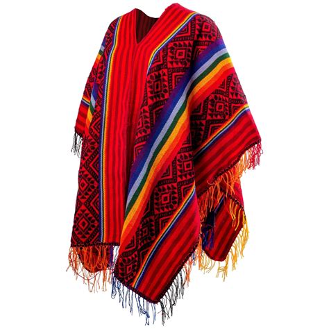Peruvian Traditional Wool Blend Poncho Rainbow Poncho Etsy