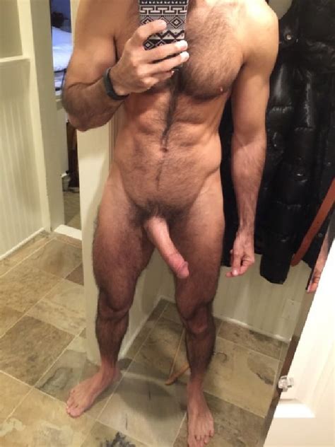 Hairy Nude Man With A Bent Cock Horny Nude Guys